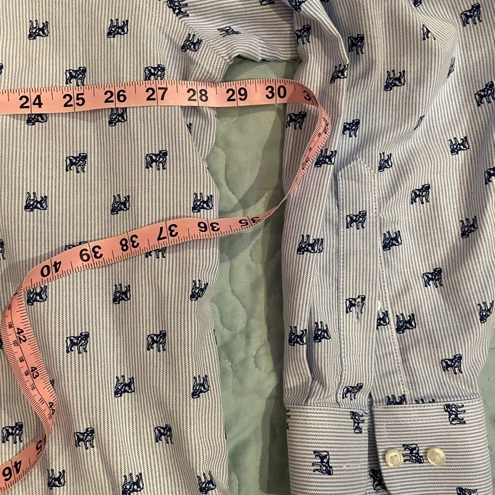 Stafford Travel Oxford Light Blue 18.5 Wrinkle Free Bulldog - Picture 2 of 9